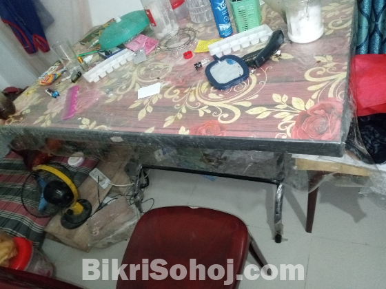 সেমি বক্স খাট,ওয়্যারড্রোপ,ডায়নিং টেবিল,চেয়ার ৪ পিস,কিচেন রেক
